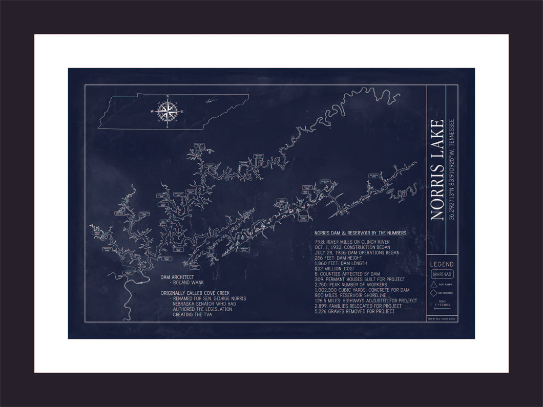 Norris Lake Architectural Fine Art Photo Print Framed & Double Matted
