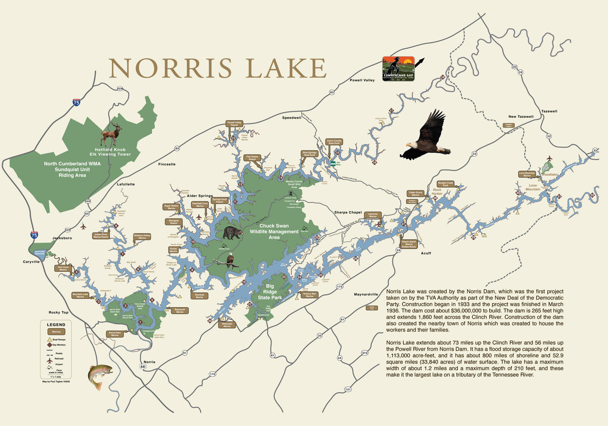 Norris Lake Informational Poster Print – Norris Lake Maps