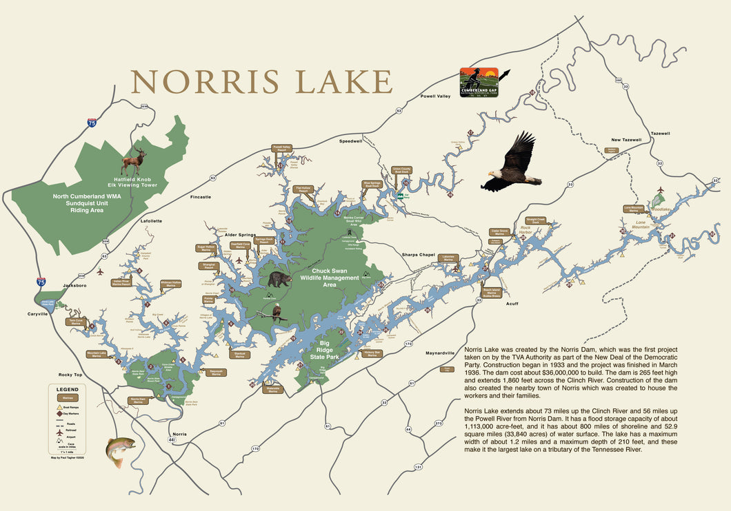 Norris Lake Informational Fine Art Print